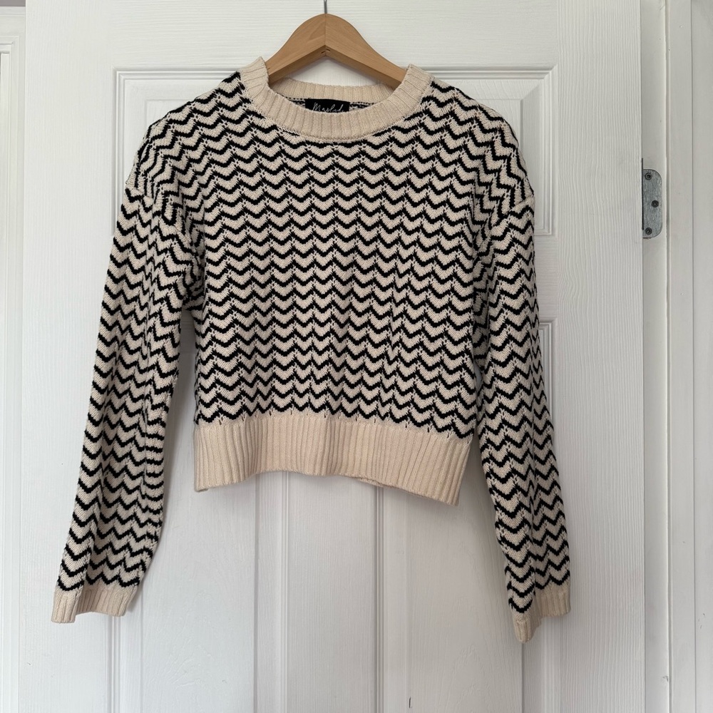 Marled Striped Crew Neck Sweater